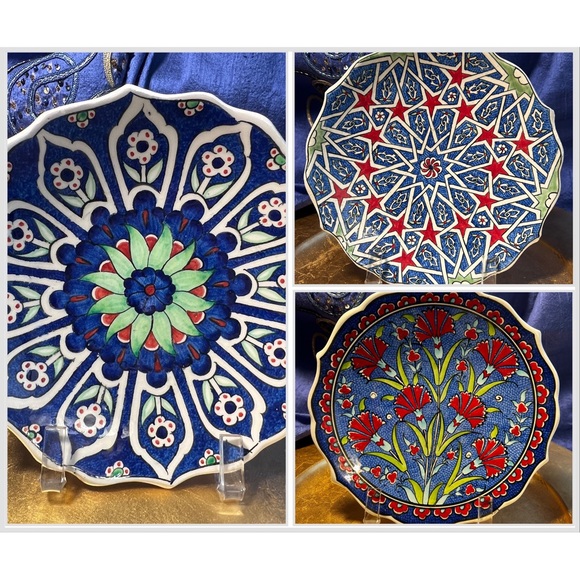 TURKISH IZNIK DESIGN CERAMIC PLATE FROM Istanbul 7” Blue Red and White - Picture 4 of 4